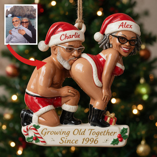 Personalisierte Foto-Weihnachtsornament für ein lustiges Paar