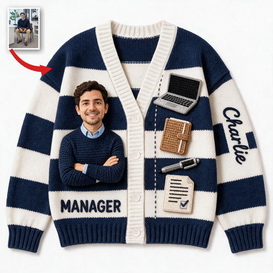 Personalized Latino Male Office Manager Cardigan Sweater