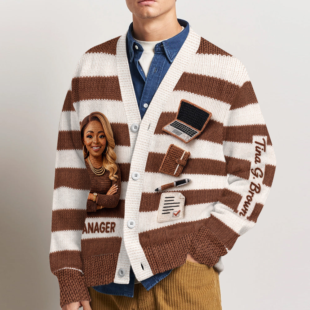 Personalized Older Female Colleague Cardigan Sweater Office Work Gift