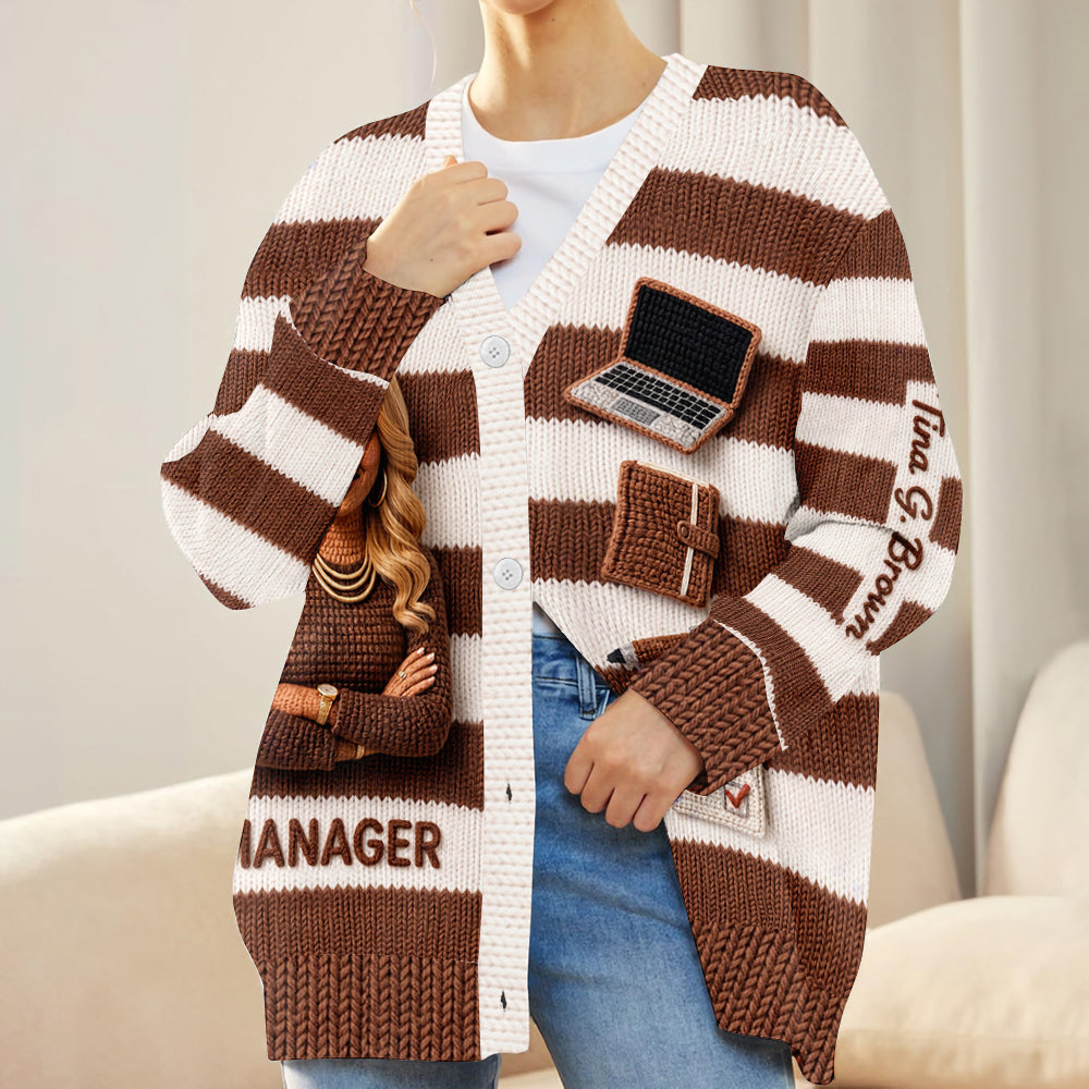 Personalized Latina Female Office Colleague Cardigan Sweater Coworker Gift