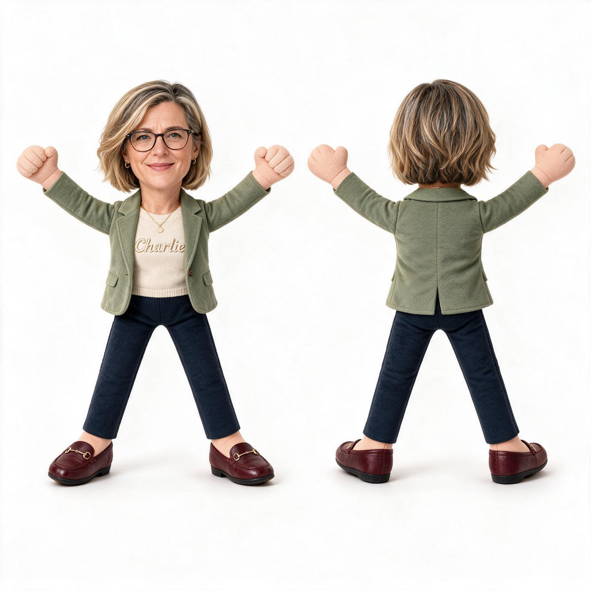 Personalized Older Female Posable Plush Doll Custom Gift