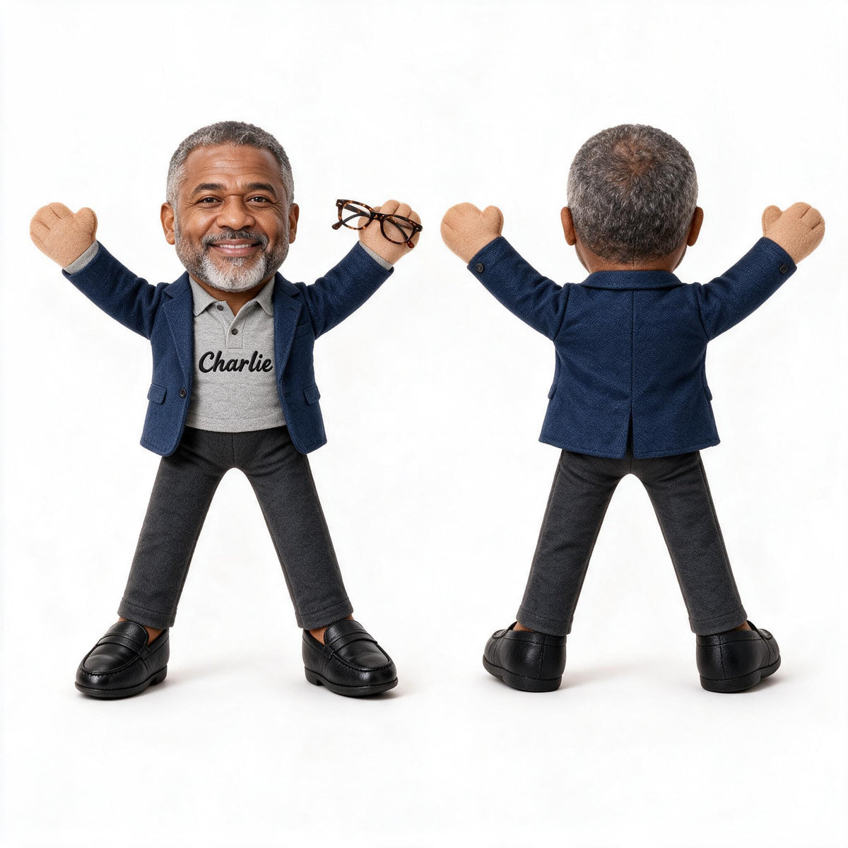 Personalized Older Black Male Posable Plush Doll Custom Keepsake Gift
