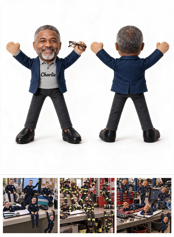 Personalized Older Black Male Posable Plush Doll Custom Keepsake Gift