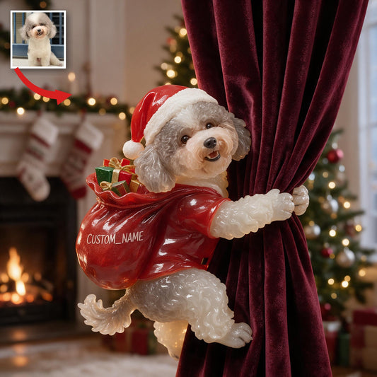 Personalisierte Foto-Weihnachts-Pudel-Vorhang-Tieback Deko