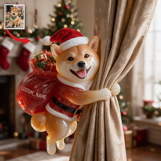 Personalisierte Weihnachtsvorhang-Tieback mit Shiba Inu