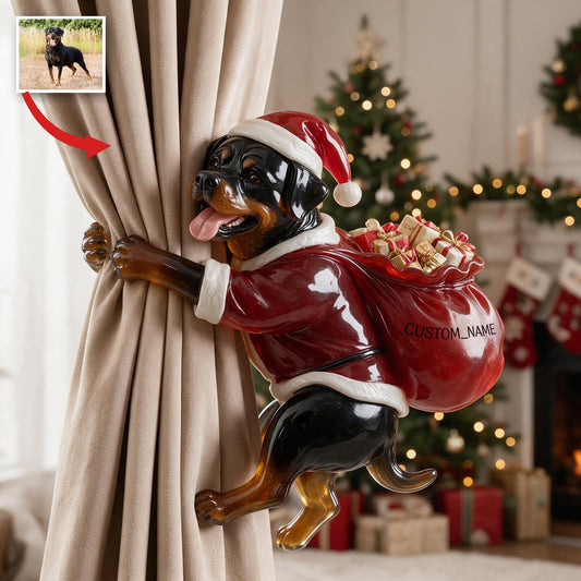 Personalisierte Foto-Weihnachtsvorhang-Bindung für Erwachsene Rottweiler