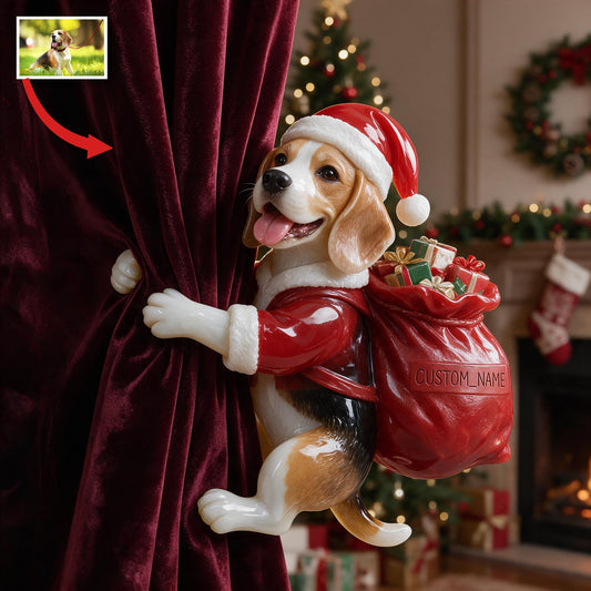 Personalisierte benutzerdefinierte Foto Weihnachts Tricolor Beagle Vorhang Halterung
