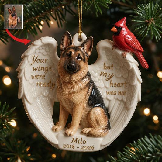 Personalisierte Foto-Gedenk-Keramikornament für Deutsche Schäferhunde