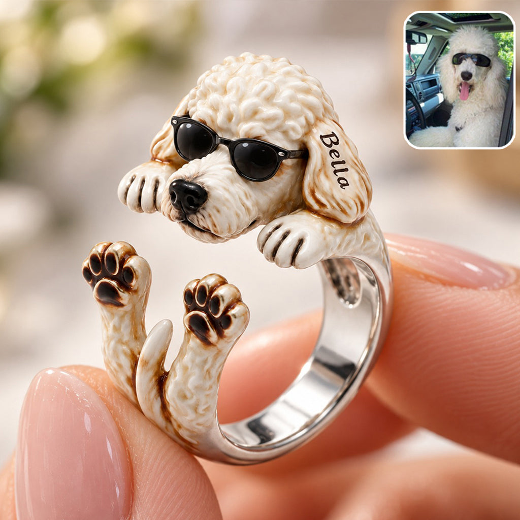 Personalized Yorkshire Terrier Adjustable Shaped Ring Dog Lover Gift
