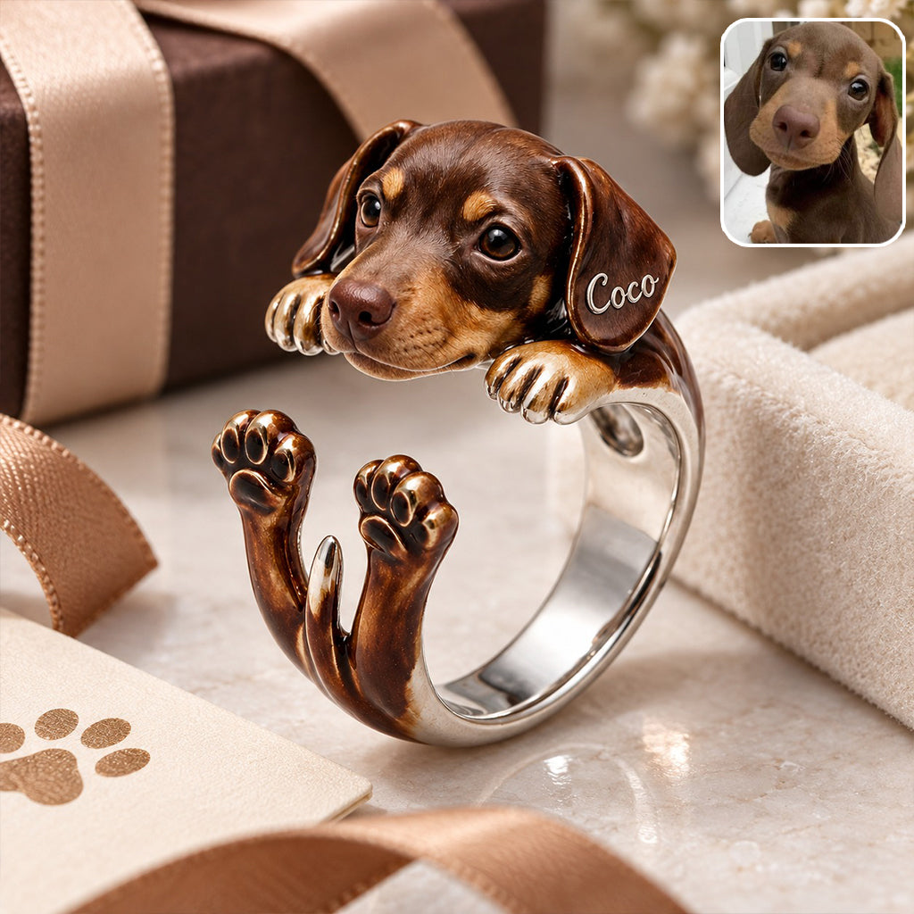 Personalized Adult Yellow Labrador Retriever Adjustable Shaped Ring Dog Lover Gift