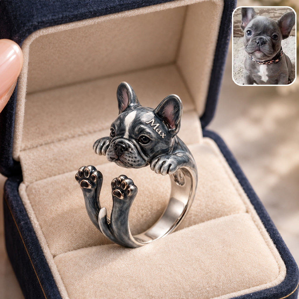 Personalized Blue Eyed Siberian Husky Adjustable Ring Dog Lover Gift