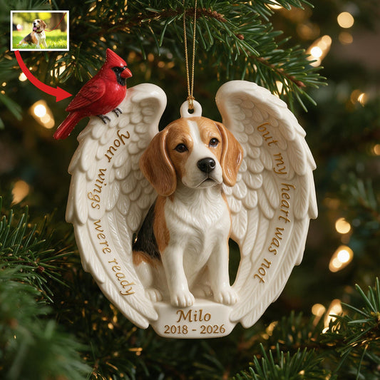 Personalized Custom Photo Tricolor Adult Beagle Memorial Ceramic Ornament Pet Keepsake