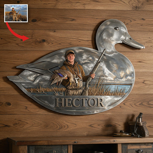 Personalisierte 3D Metalltafel für Entenjagd – Wanddekoration