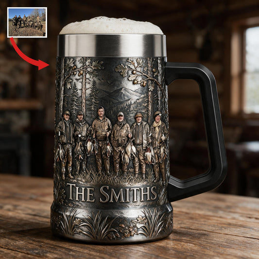 Personalisierter Foto Entenjagd Bierkrug Geschenk für Jäger