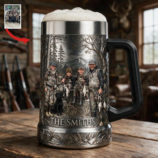 Personalisierter Foto Bierkrug für Jagdfreunde
