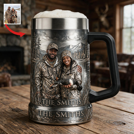Personalisierter Bierkrug für Jagdpaare - Einzigartiges Geschenk
