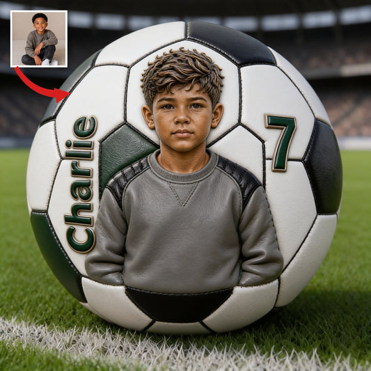 Personalized Birthday Black Little Boy Soccer Ball Gift For Son Grandson