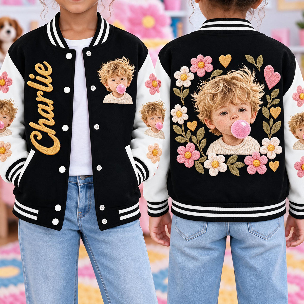 Personalized Little Boy Varsity Jacket Custom Kid Son Grandson Casual Gift