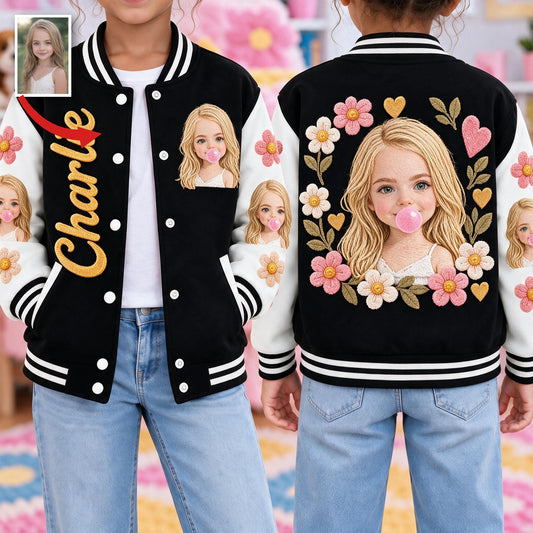 Personalized Little Girl Varsity Jacket Custom Gift for Daughter Granddaughter Niece