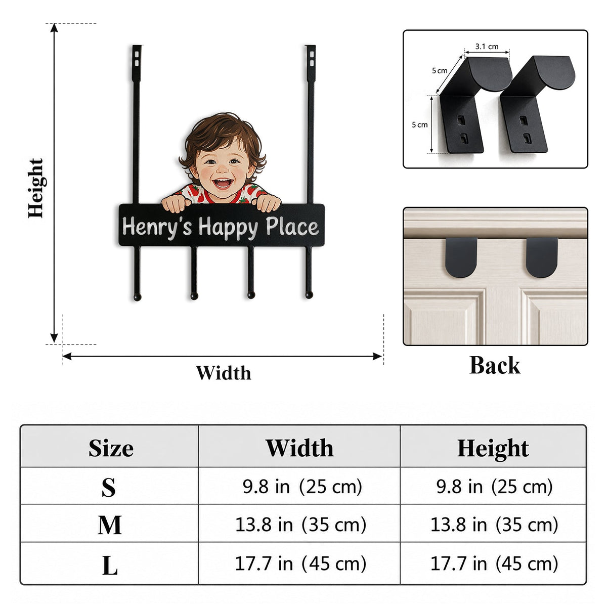 Personalized Custom Photo Christmas Baby Boy Metal Door Hooks Kids Room Decor