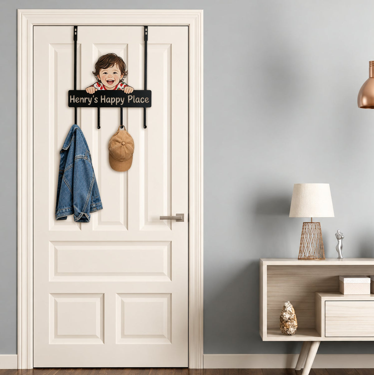 Personalized Custom Photo Christmas Baby Boy Metal Door Hooks Kids Room Decor