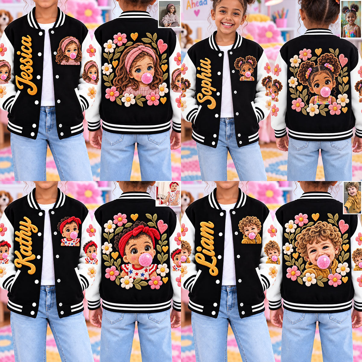 Personalized Little Boy Varsity Jacket Custom Kid Son Grandson Casual Gift