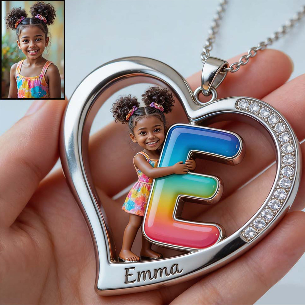 Personalized Custom Photo Little Boy Heart Pendant Necklace, Son Grandson Keepsake Gift