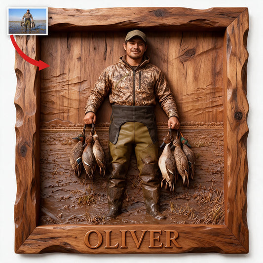Personalized Custom Photo Latino Duck Hunter Shaped Wood Sign Hunting Wall Decor
