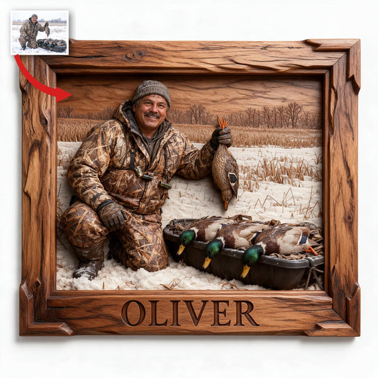 Personalized Custom Photo Middle-Aged Latino Duck Hunter Wood Sign Hunting Decor