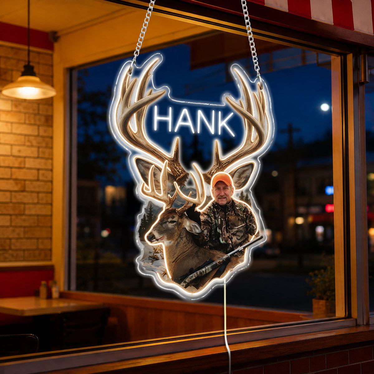 Personalized Custom Photo Hunting Couple with Deer Neon LED Light Sign Cabin Decor