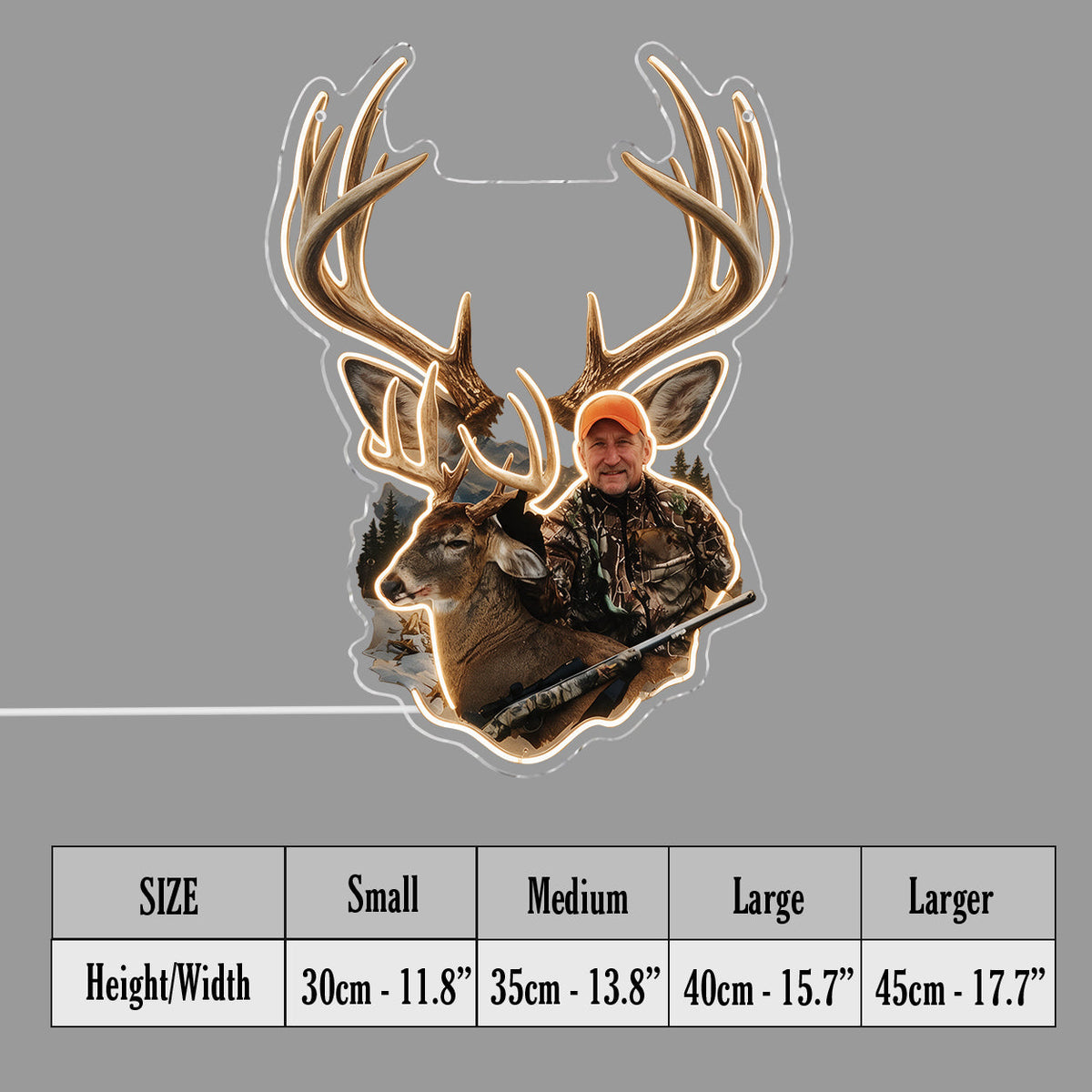 Personalized Custom Photo Middle-Aged Hunting Couple with Deer Neon LED Light Sign Hunting Decor