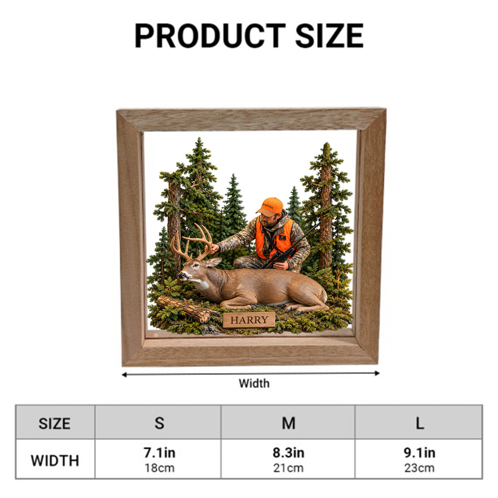 Personalized Custom Photo Hunting Family Wooden Frame LED Light Hunter Keepsake Gift