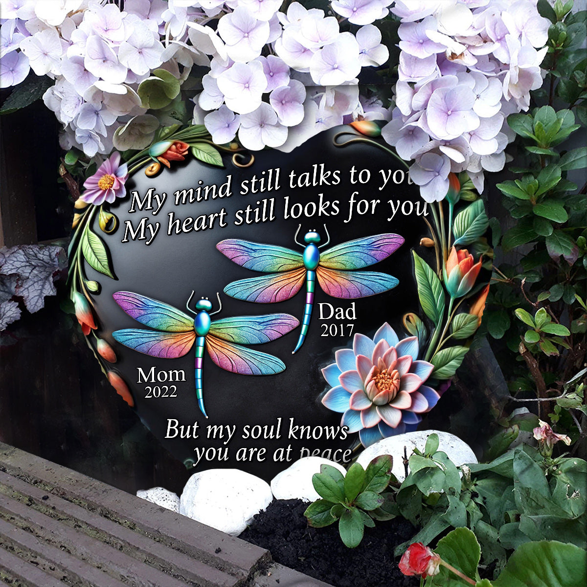 My Mind Still Talks To You - Personalized Memorial Heart Shaped Stone