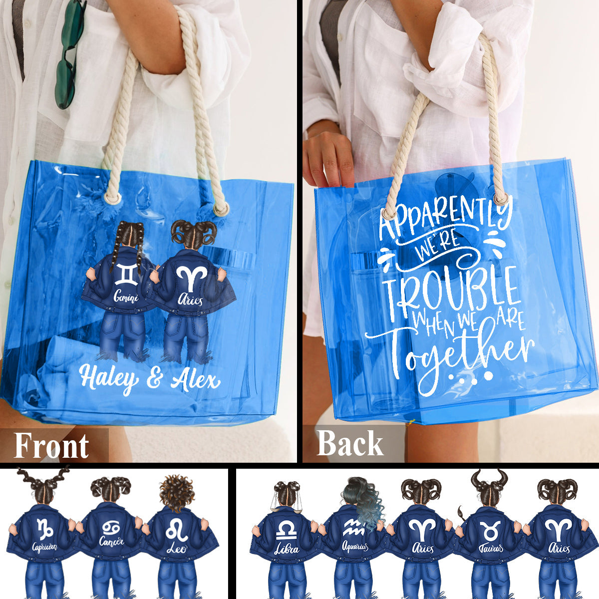 Anscheinend sind wir ein Problemfall – Personalisierte durchsichtige Tragetasche für beste Freundinnen