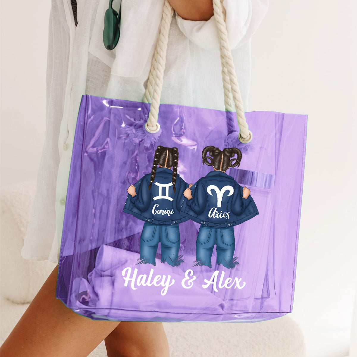 Anscheinend sind wir ein Problemfall – Personalisierte durchsichtige Tragetasche für beste Freundinnen