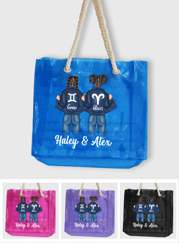 Anscheinend sind wir ein Problemfall – Personalisierte durchsichtige Tragetasche für beste Freundinnen