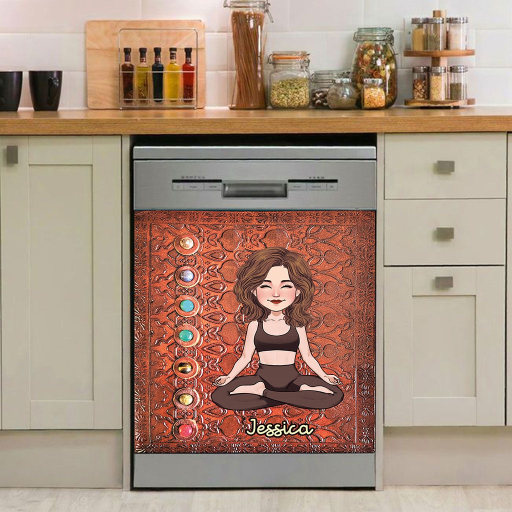 Namaste – Personalisierter Yoga-Geschirrspülerdeckel