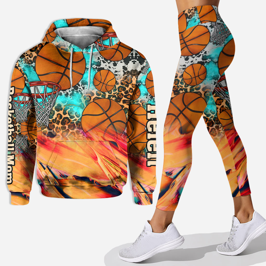 Basketball Mom Leopard – Personalisierter Basketball-Hoodie und Leggings