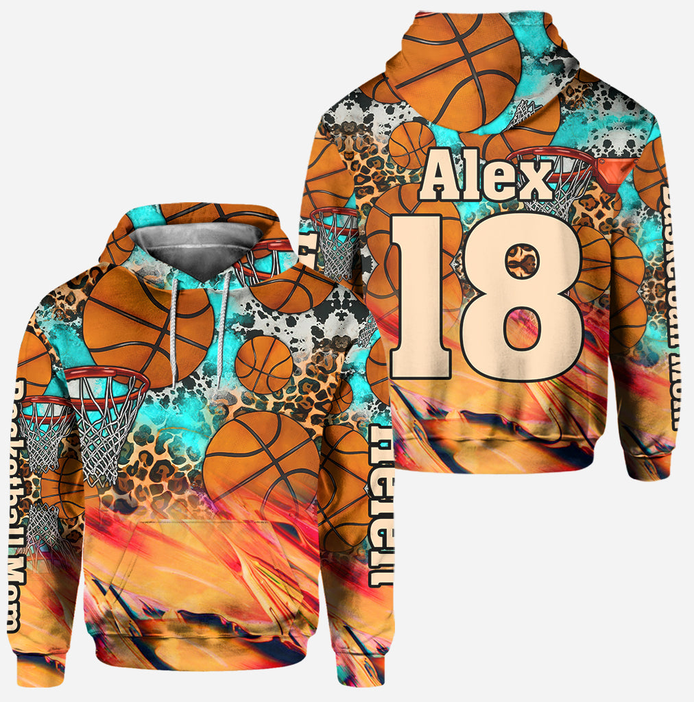 Basketball Mom Leopard – Personalisierter Basketball-Hoodie und Leggings
