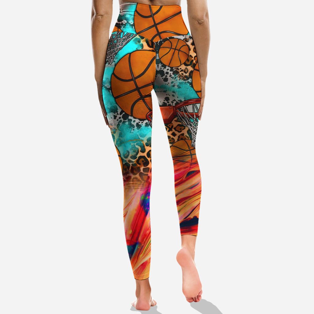 Basketball Mom Leopard – Personalisierter Basketball-Hoodie und Leggings