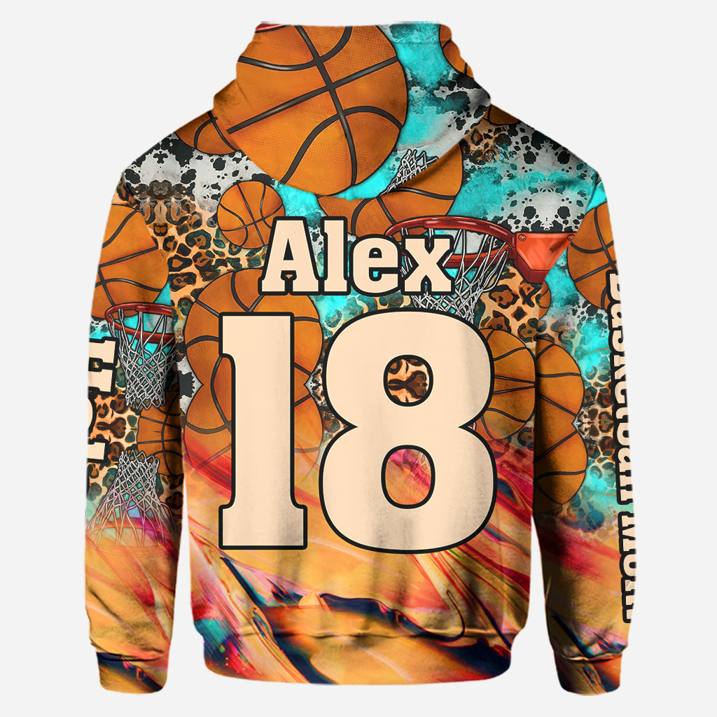 Basketball Mom Leopard – Personalisierter Basketball-Hoodie und Leggings