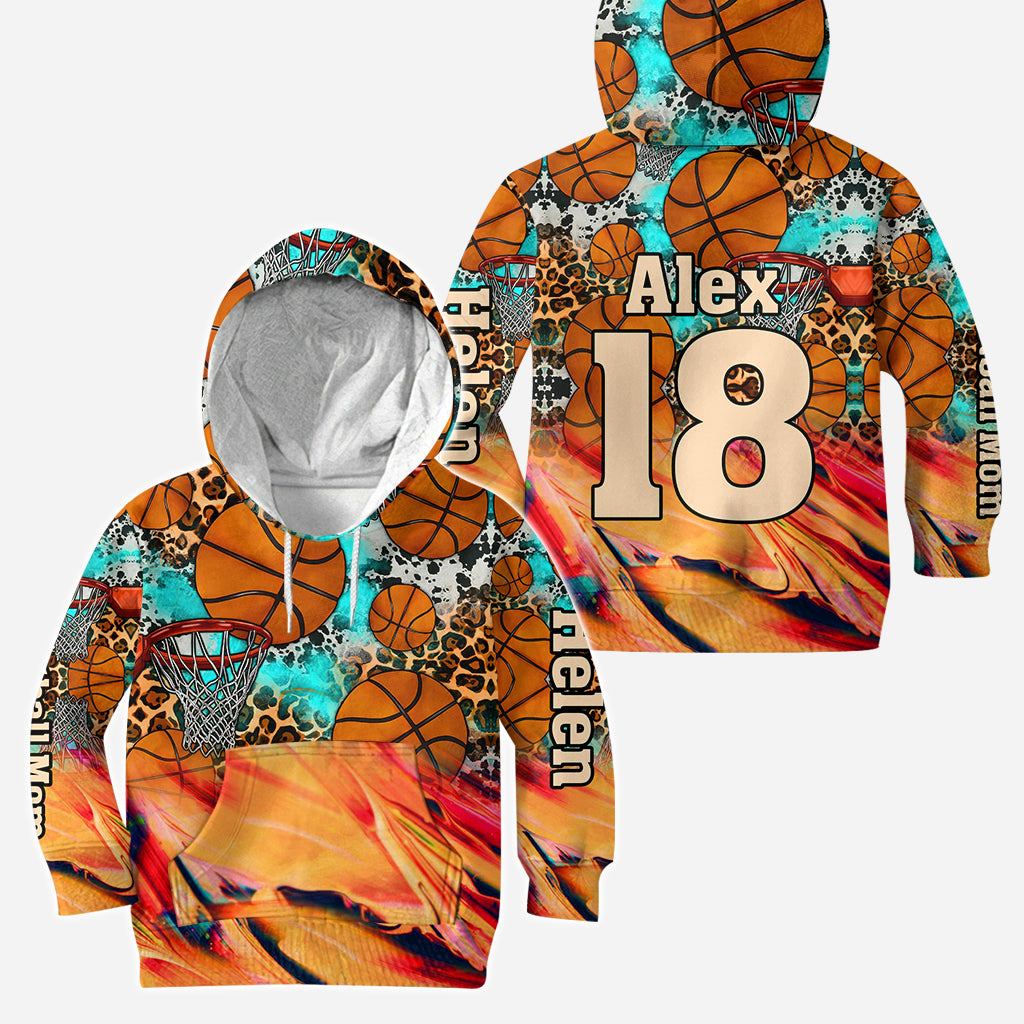Basketball Mom Leopard – Personalisierter Basketball-Hoodie und Leggings