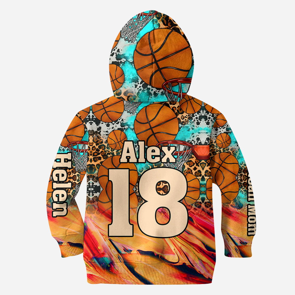 Basketball Mom Leopard – Personalisierter Basketball-Hoodie und Leggings
