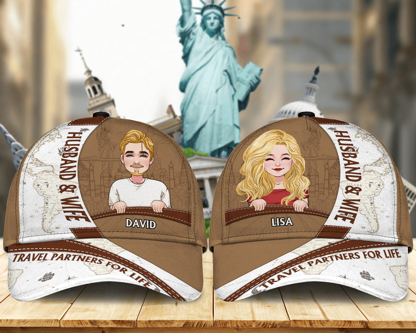 Reisepartner für Ehepaare – Personalisierte klassische Reisekappe