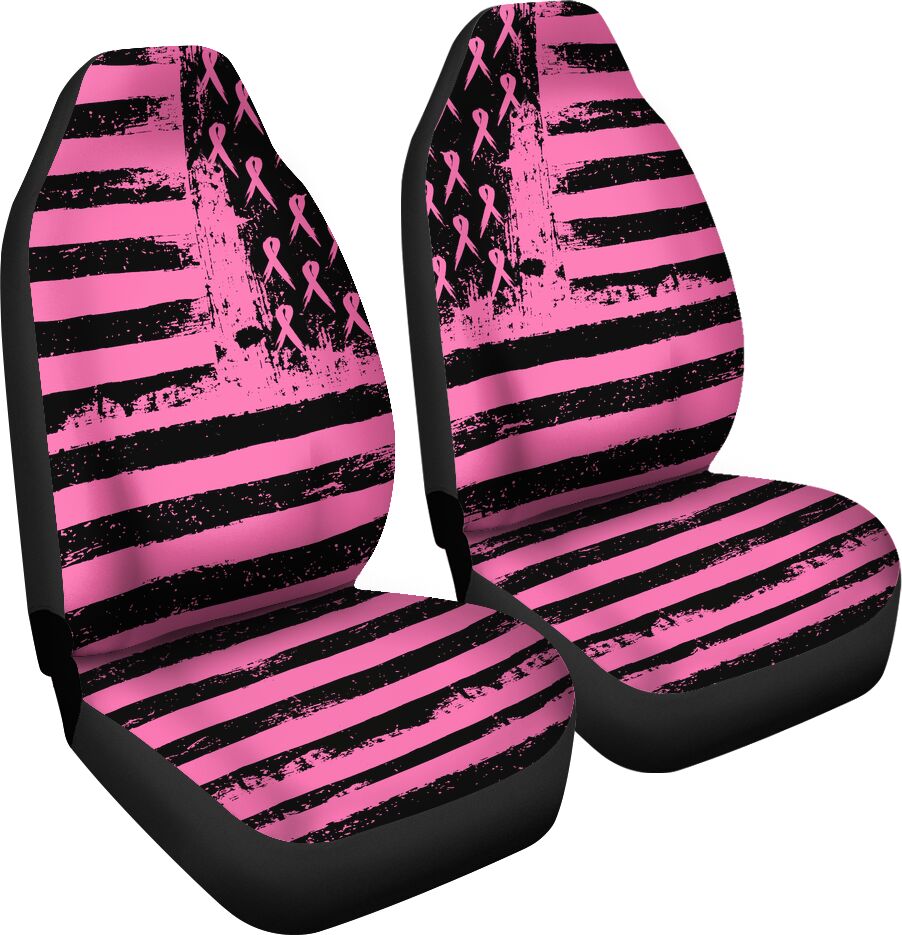 American Flag Breast Cancer Awareness Seat Covers 0622