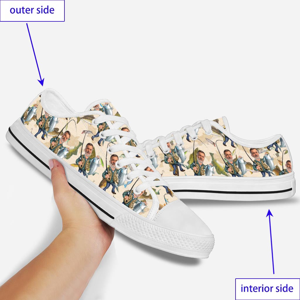 Foto eingefügt Lustiges Angeln - Personalisierte Angelschuhe (niedriger Schaft)