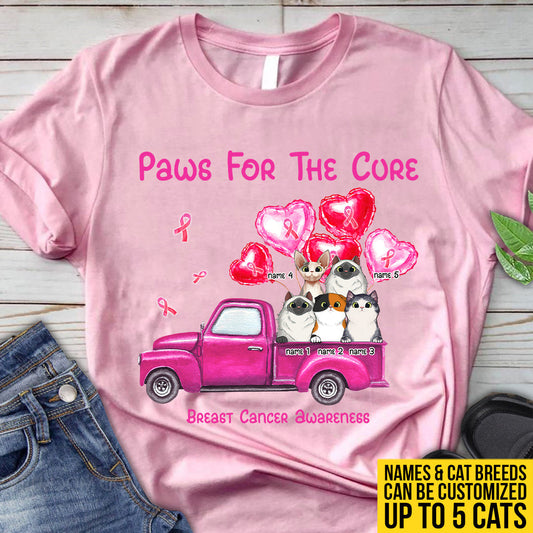 Paws For The Cure - Breast Cancer Awareness Personalized T-shirt And Hoodie