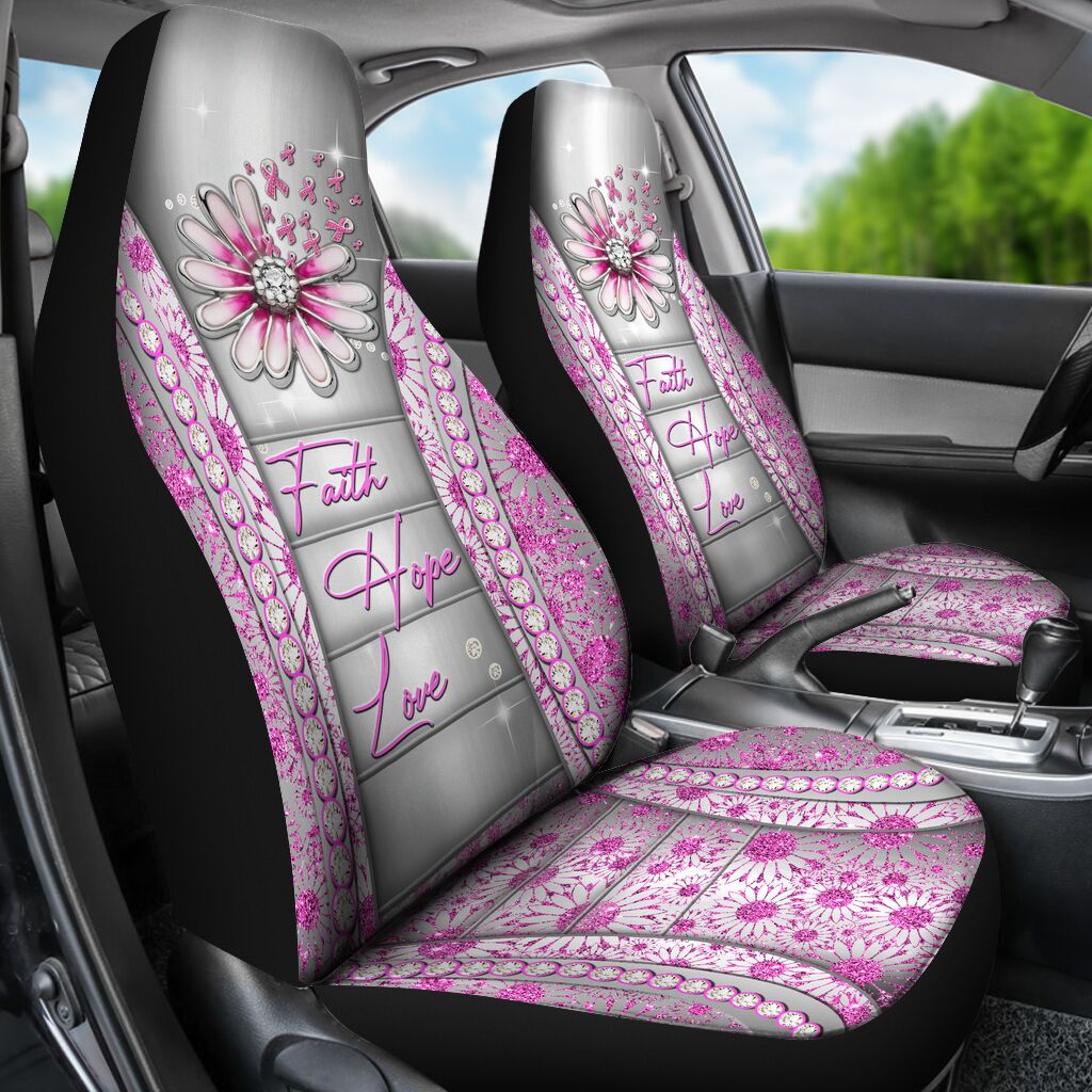 Sitzbezüge mit Glitzer-Imitat zur Sensibilisierung für Brustkrebs (0622)