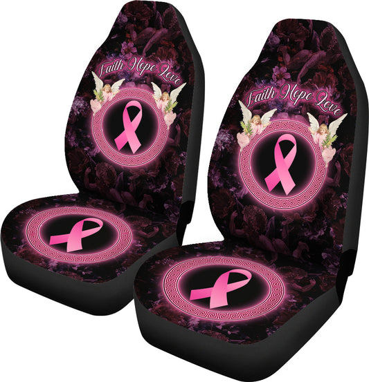 Faith Hope Love Angel Breast Cancer Awareness Seat Covers 0622