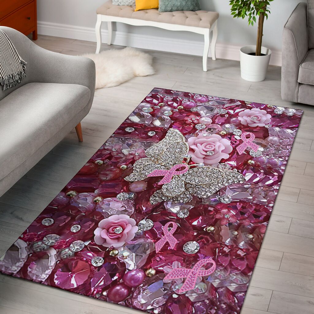 Pink Warrior Pattern Print Breast Cancer Awareness Rug 0622